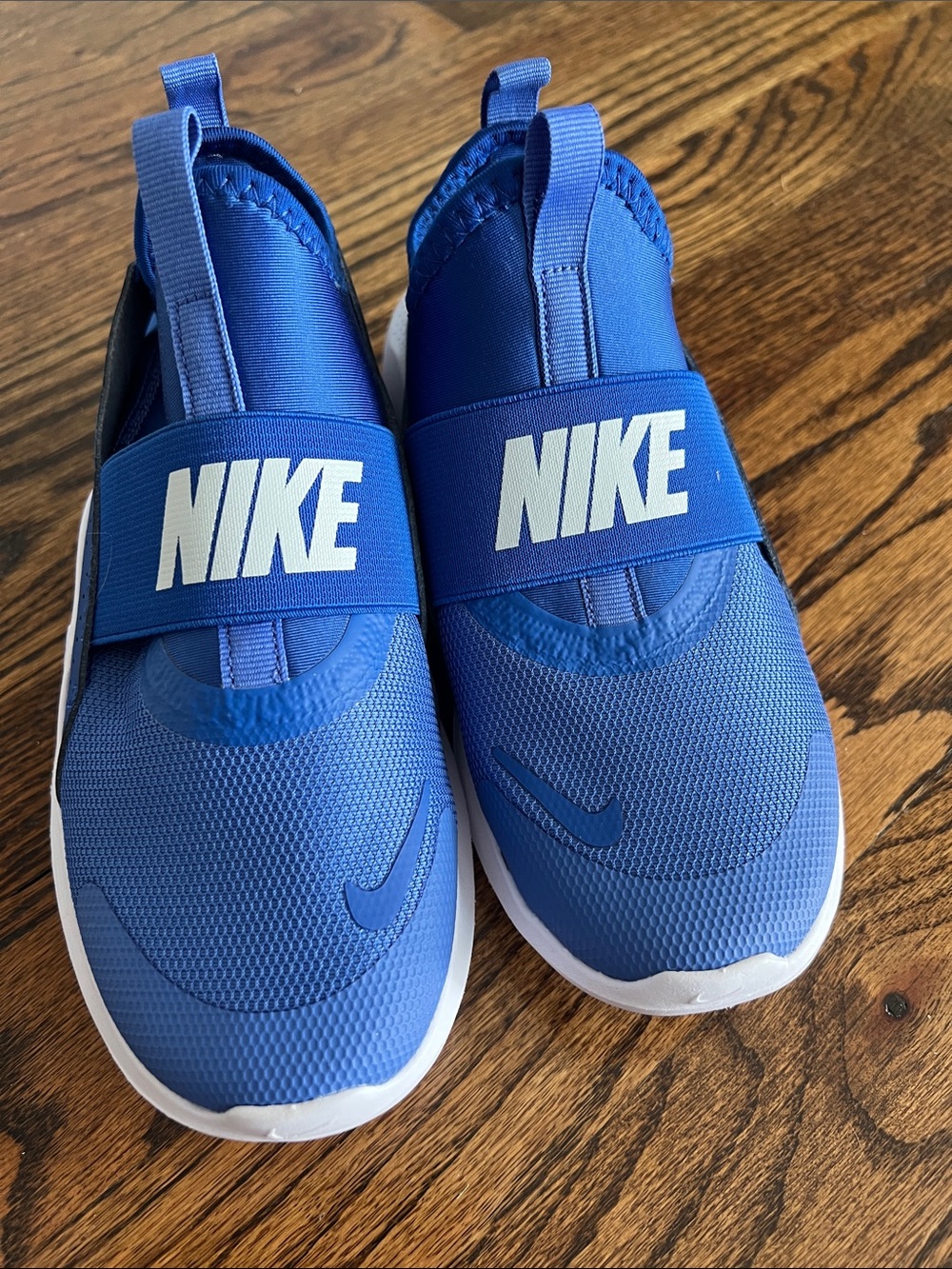 Nike Kids Royal Blue Slip-On Sneakers with White Logo
